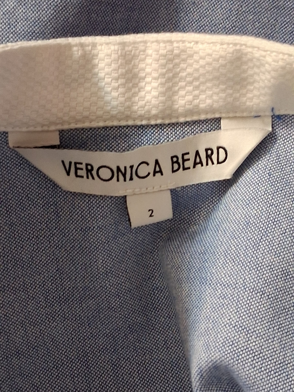 Veronica Beard Light Blue and White Bib Button Up Blouse - Picture 6 of 7
